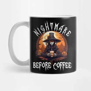 Nightmare Before Coffee - Evil Witch Monster Halloween Pumpkin & Coffee Lover Mug